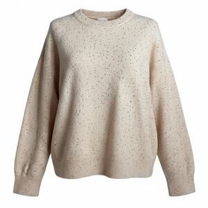 H & M Women's Knit Sweaters Size Large Pink and Gold Sequin Crewneck Pullover
